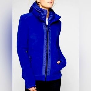 Athleta Power Peak Jacket Double Layer Fleece Hooded In Blue Sz XS